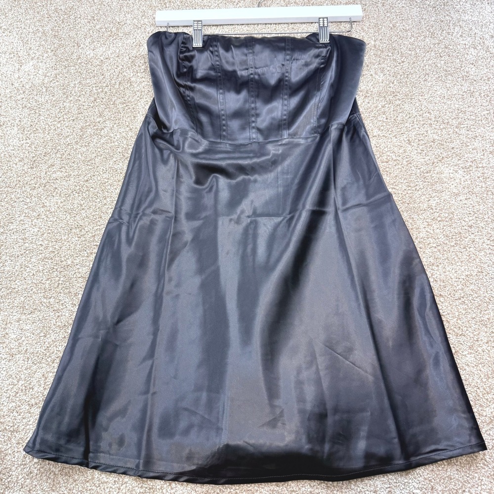 Know One Cares Black Strapless Satin Cocktail Dress Medium NEW LBD Party Formal